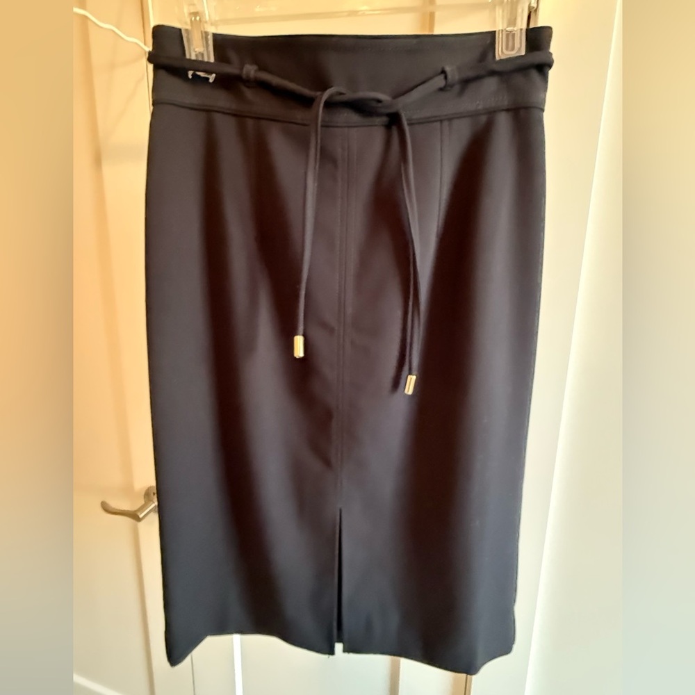 Ann Taylor Elegant Black Pencil Skirt with Tie Detail